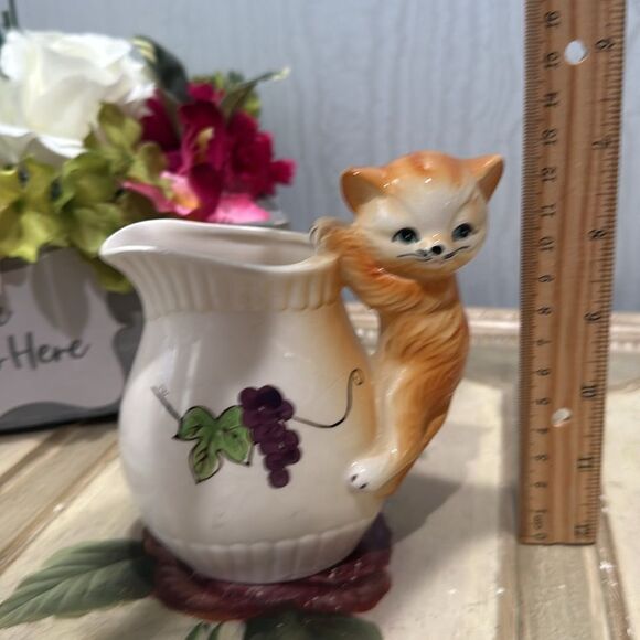 Rare Vintage Ceramic Orange Cat Kitty Creamer Vase Made in Japan Adorable - Picture 12 of 16